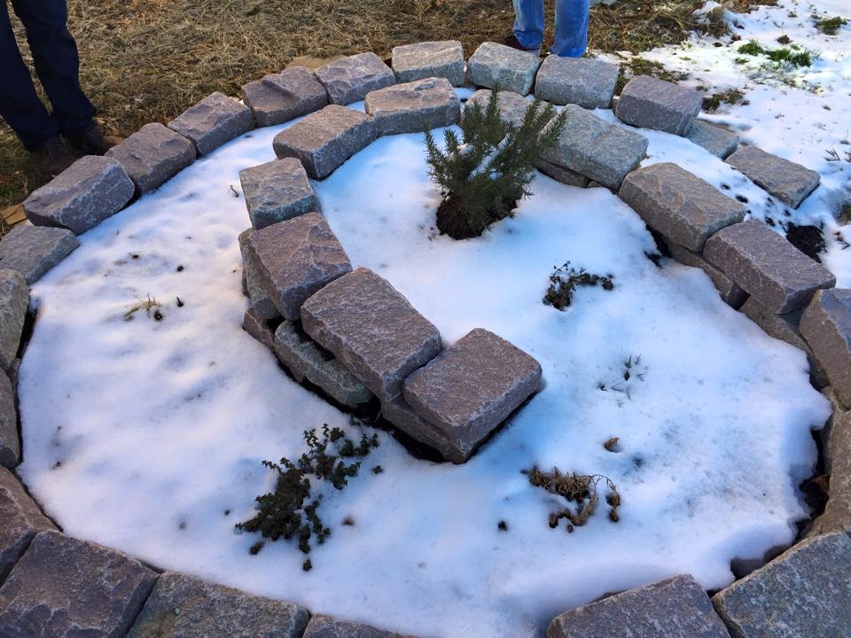 Marshall High School Fairfax tour of environmental features - herb spiral