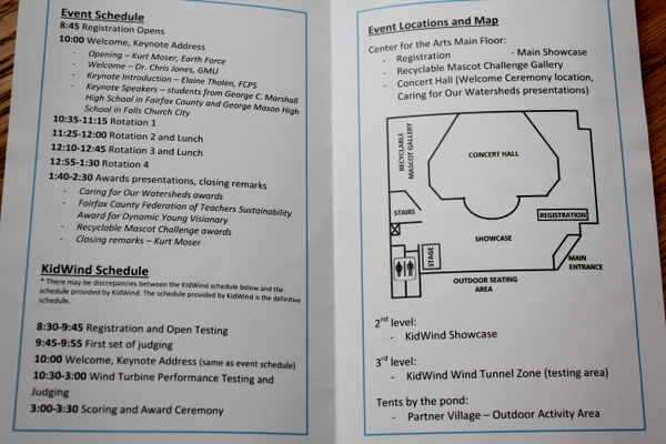 2015 NoVA Outside School Environmental Action Showcase program interior