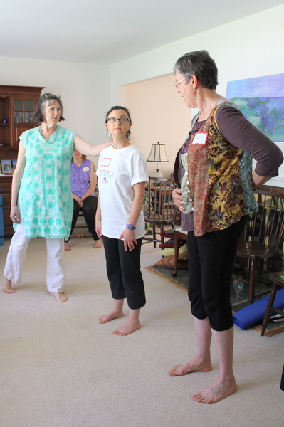 Whole Woman Workshop Anne Walters and Carol Bilek - showing Jessica Haney the posture