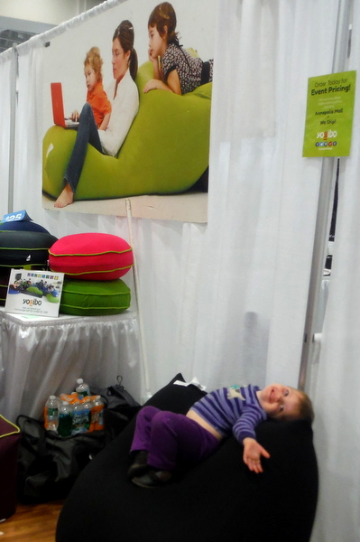 Child in Yogibo bean bag at DC Green Festival 6-5-15