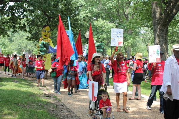 Moms Clean Air Force Play-In for Climate Action 2015 marching