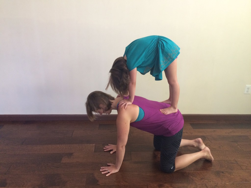 Cathy Burke and daughter family yoga