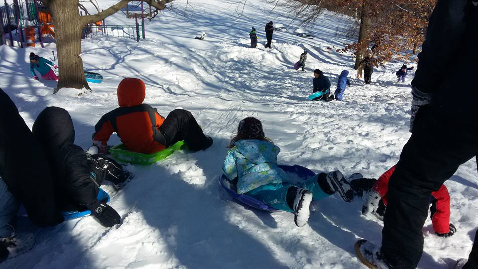 sledding in neighborhood