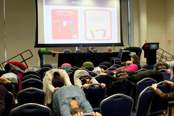 National Kids Yoga Conference 2016 - Yoga in school-wide implementation panel - desk puppy