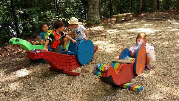 Annmarie Sculpture Garden animals to ride near house