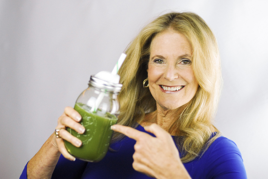 Elaine Gibson with green smoothie