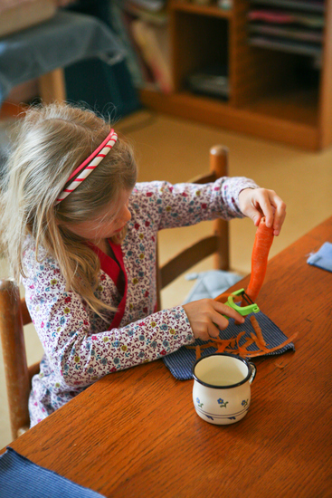 Potomac Crescent Waldorf School peeling carrots